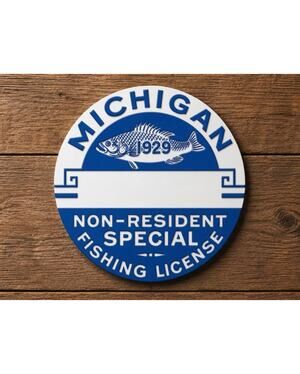 Michigan Non Resident Special Fishing License Sign DNR Dept Natural Resources